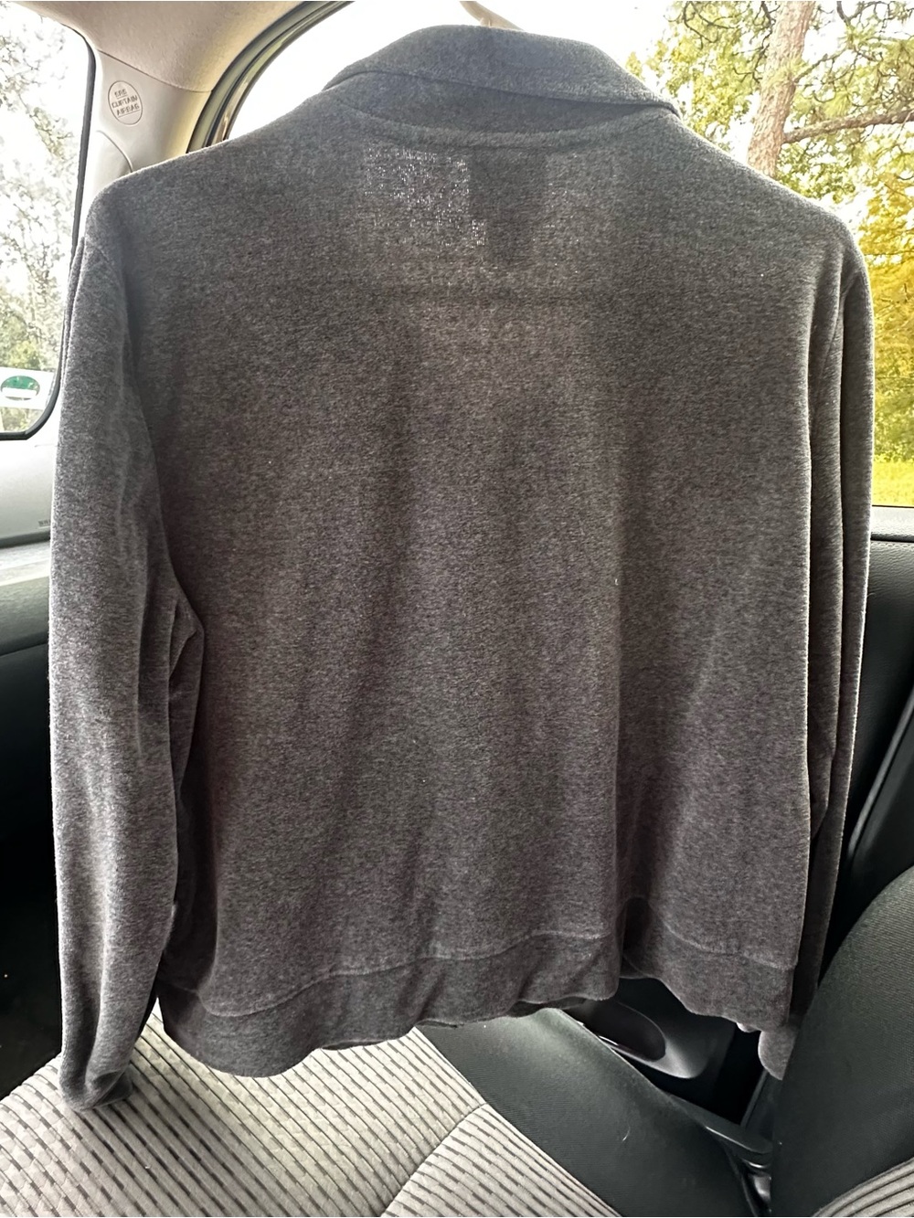 Ruby Rd. Gray Velour Zip-Up Jacket with Rhinestone Accents - Picture 5 of 5